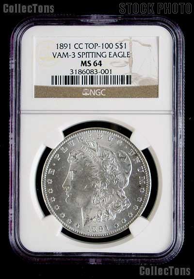 1891-CC Spitting Eagle Morgan Silver Dollar - NGC MS 64