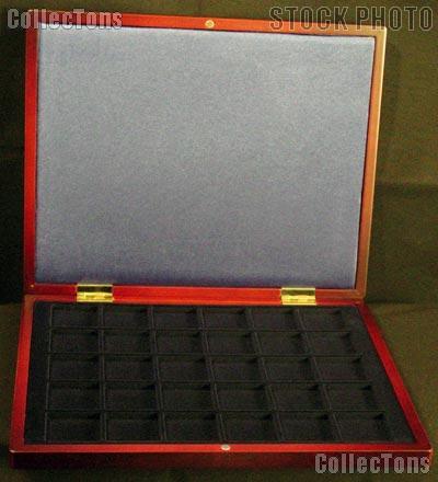 Wooden Coin Box Presentation Case for 30 1.5x1.5 Coin Holders by Lighthouse HMK30BL