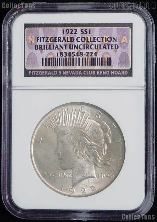 1922 Peace Silver Dollar NGC Brilliant Uncirculated Fitzgerald Collection