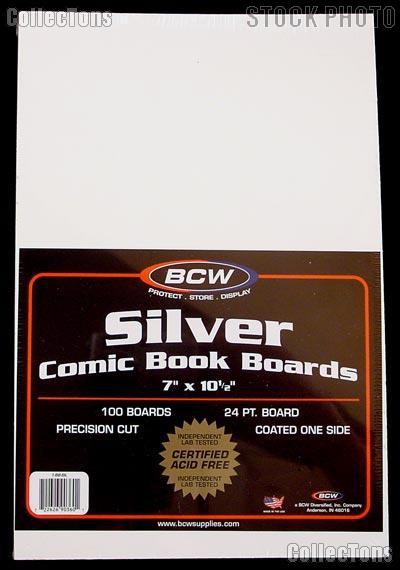 Bcw Comic Book Silver Backing Boards 7 X 10 1/2 Silver (100 Boards Per  Pack)