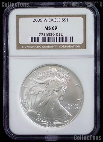 2006-W American Silver Eagle Dollar Burnished in NGC MS 69