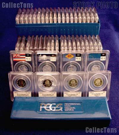 50 State Quarter Set of Silver Proof State Quarters in PCGS PR 69 DCAM State Flag Slabs