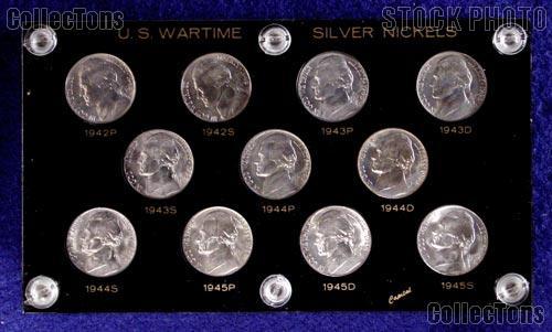 1942-1945 BU Jefferson Silver War Nickel Set in Deluxe Capital Holder