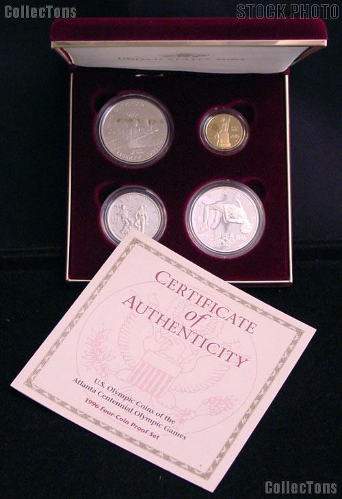 1996 Olympic Commemorative 4-Coin Proof Set with Cauldron Gold