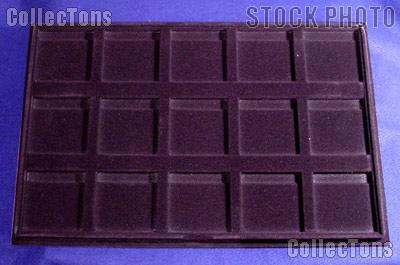 Coin Show Tray 2.5x2.5 for 15 Coin Holders Black Coin Display Tray