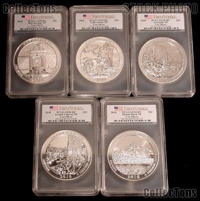 America the Beautiful 5 oz Silver Bullion Coin Set (5 Coins) in PCGS First Strike GEM BU