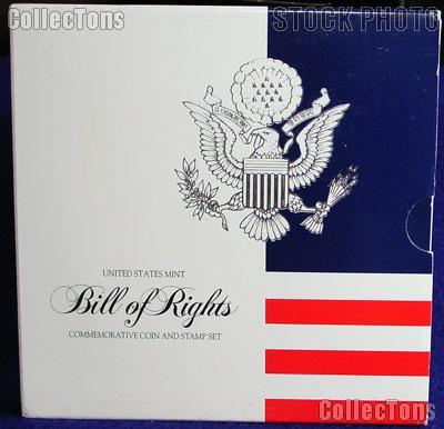 Bill of Rights Commemorative Proof Silver Half Dollar and Bill of Rights Stamp Set from the US Mint