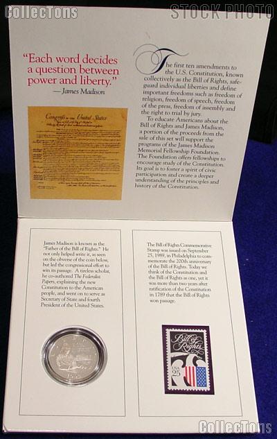 Bill of Rights Commemorative Proof Silver Half Dollar and Bill of Rights Stamp Set from the US Mint