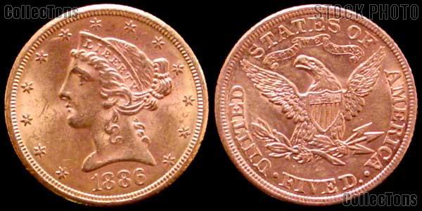 $5 GOLD Liberty Head Half Eagles in XF to AU Condition