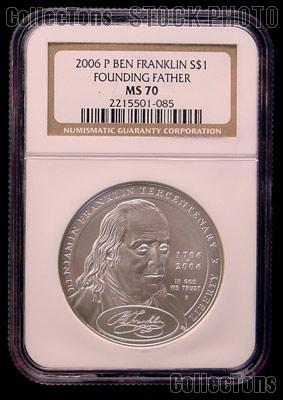 2006-P Benjamin Franklin Founding Father Tercentenary Silver Commemorative Dollar in NGC MS 70