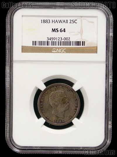 1883 Hawaiian Quarter Dollar (Hapaha) in NGC MS 64