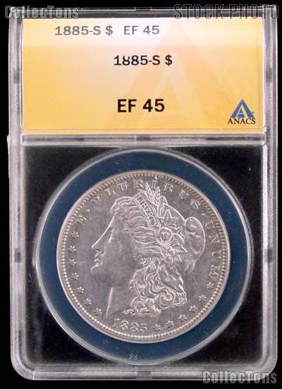 1885-S Morgan Silver Dollar in ANACS  EF-45