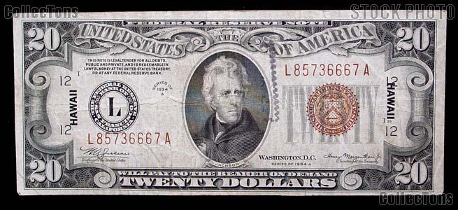 Twenty Dollar Bill Hawaii Note Brown Seal US Currency