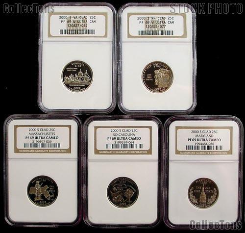 2000 Proof State Quarters Set all 5 San Francisco (S) Mint Coins in NGC ...