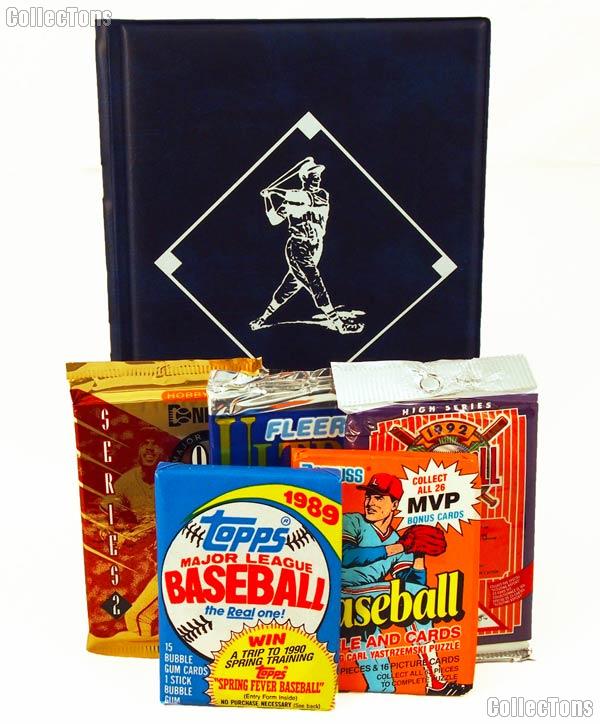 Baseball Card Collecting Starter Set / Kit MLB with 6 Baseball Card Packs & Album