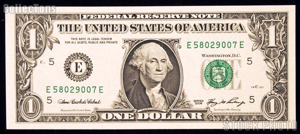 One Dollar Bill Federal Reserve Note Series 2006 Federal Reserve Bank of Richmond U.S. Currency CU Crisp Uncirculated