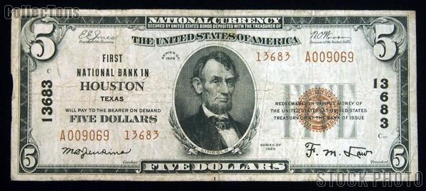 Five Dollar Bill National Bank Note Brown Seal US Currency Good or Better