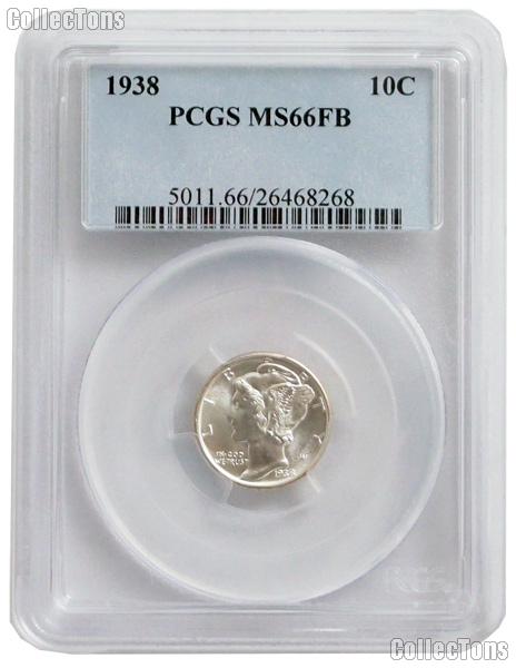 1938 Mercury Silver Dime in PCGS MS 66 FB (Full Bands)