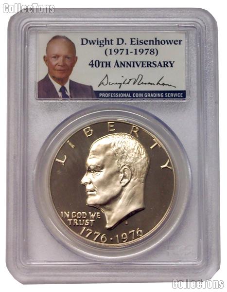 1976-S Eisenhower BICENTENNIAL PROOF Dollar Type 1 in 40th Anniversary PCGS PR 69 DCAM