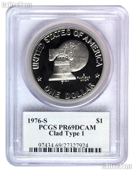 1976-S Eisenhower BICENTENNIAL PROOF Dollar Type 1 in 40th Anniversary PCGS PR 69 DCAM