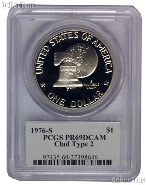 1976-S Eisenhower BICENTENNIAL PROOF Dollar Type 2 in 40th Anniversary PCGS PR 69 DCAM