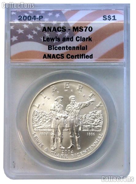 2004-P Lewis and Clark Bicentennial Commemorative Silver Dollar in ANACS MS 70