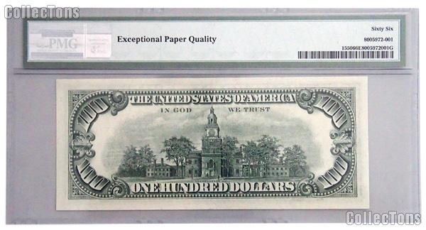 1966 One Hundred Dollar Bill Red Seal Legal Tender Note $100 in PMG Gem Uncirculated 66 EPQ