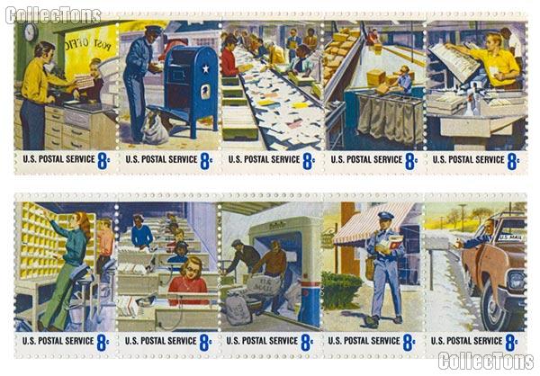 1973 U.S. Postal Service - Postal Service Employees' Issue 8 Cent US Postage Stamp MNH Sheet of 50 Scott #1489 - #1498