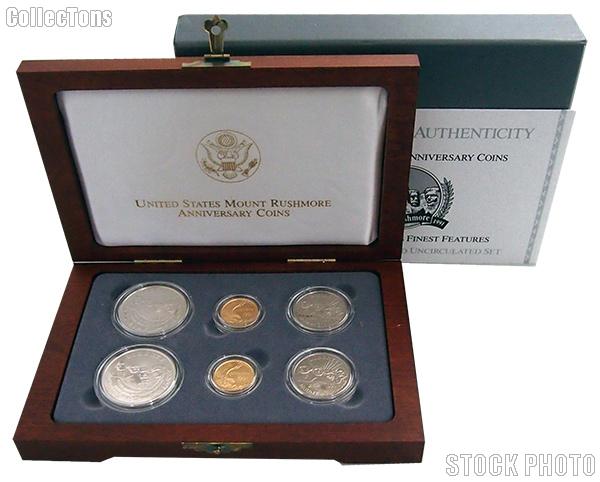 1991 Mount Rushmore Anniversary Commemorative 6-Coin Set with Gold