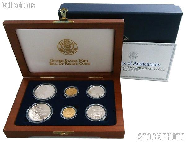 1993 Bill of Rights Commemorative 6-Coin Set with Gold