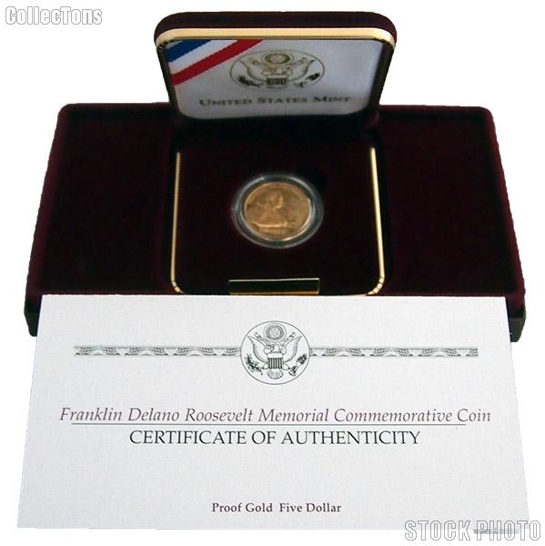 1997-W Franklin D. Roosevelt Memorial PROOF $5 Gold Commemorative Coin