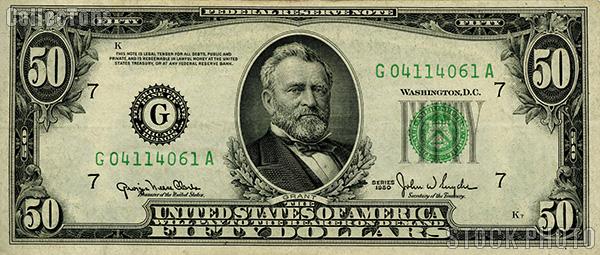 Fifty Dollar Bill Green Seal FRN Series 1950 US Currency Good or Better