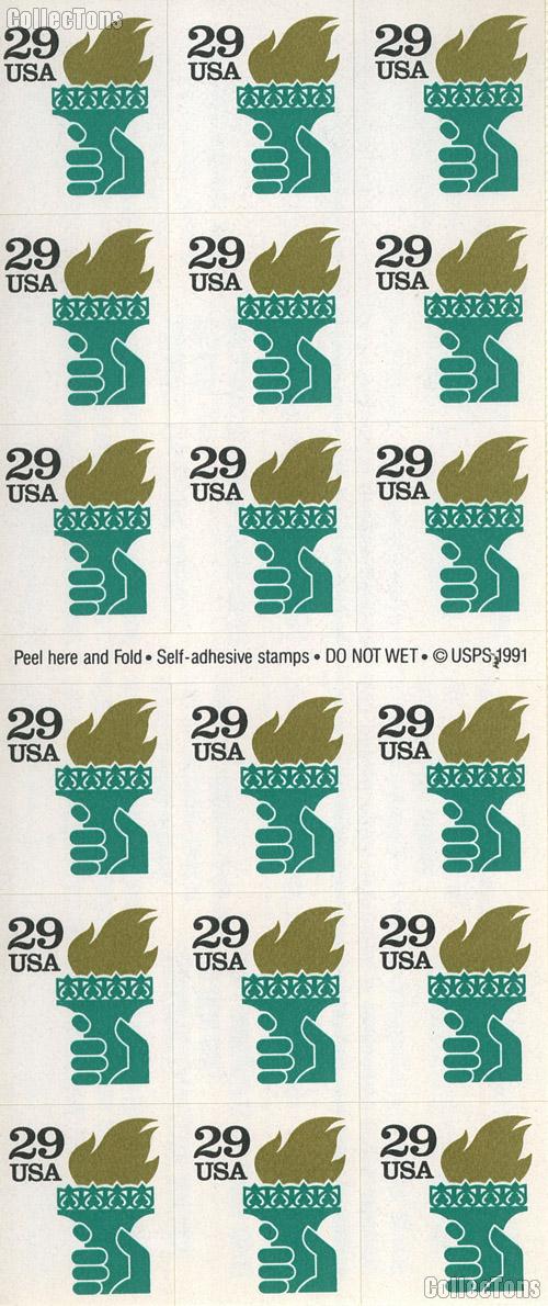 1991 EXTRAordinary Liberty Torch ATM 29 Cent US Postage Stamp Unused Booklet of 18 Scott #2531Ab