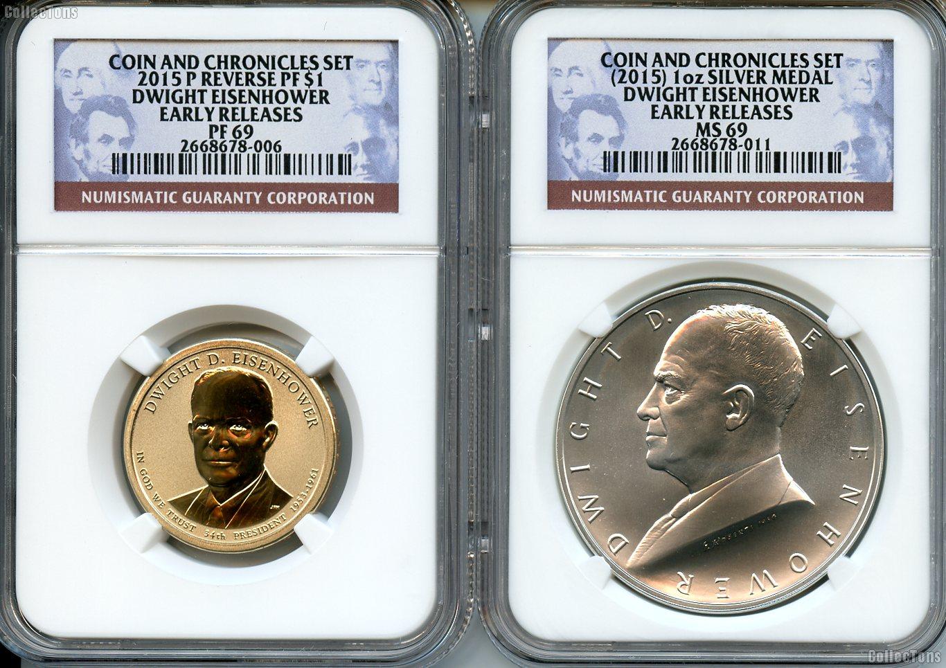 2015 Dwight D. Eisenhower Coin and Chronicles Set in NGC 69 Early Releases