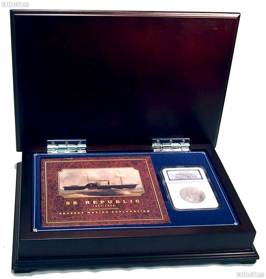 1861-O SS Republic Seated Liberty Half Dollar in NGC Shipwreck Effect with Wood Box & DVD