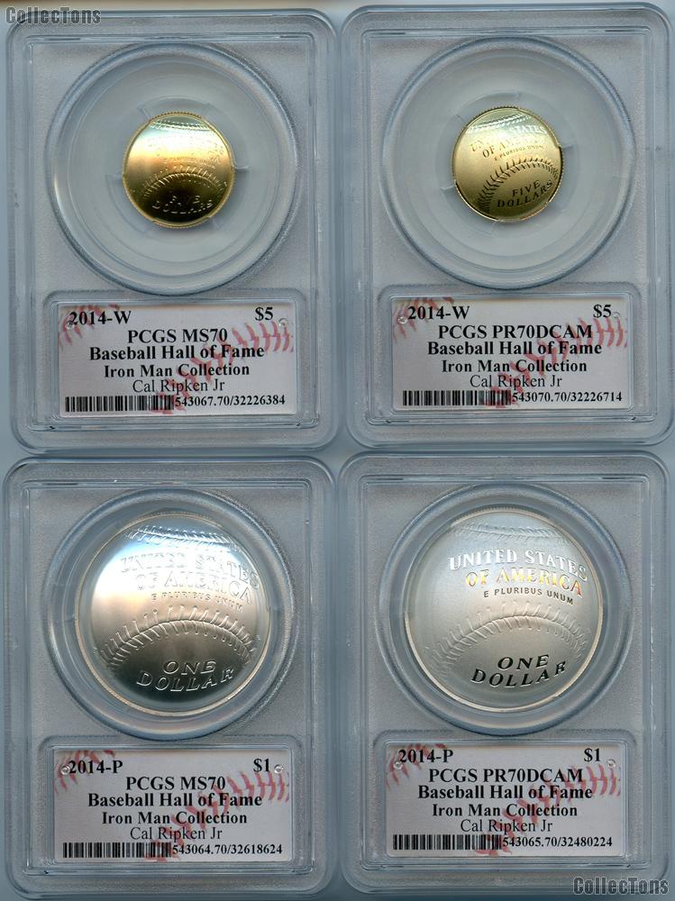 2014 National Baseball Hall of Fame Cal Ripken Jr. Commemorative Gold & Silver 4-Coin Iron Man Collection Set in PCGS 70