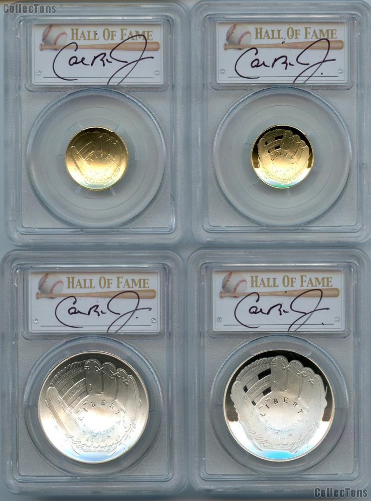 2014 National Baseball Hall of Fame Cal Ripken Jr. Commemorative Gold & Silver 4-Coin Iron Man Collection Set in PCGS 70