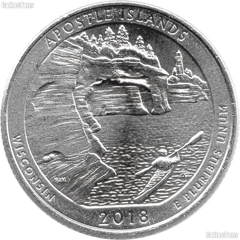 2018-P Wisconsin Apostle Islands National Lakeshore Quarter GEM BU America the Beautiful