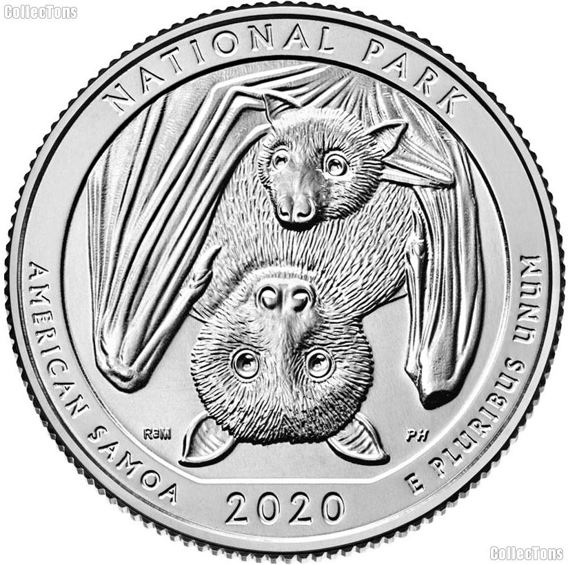 2020-P American Samoa National Park Quarter GEM BU America the Beautiful