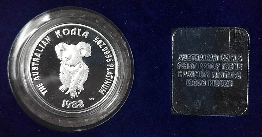 1988 Australian Koala 1/2 OZ PLATINUM Proof Coin FIRST PROOF ISSUE