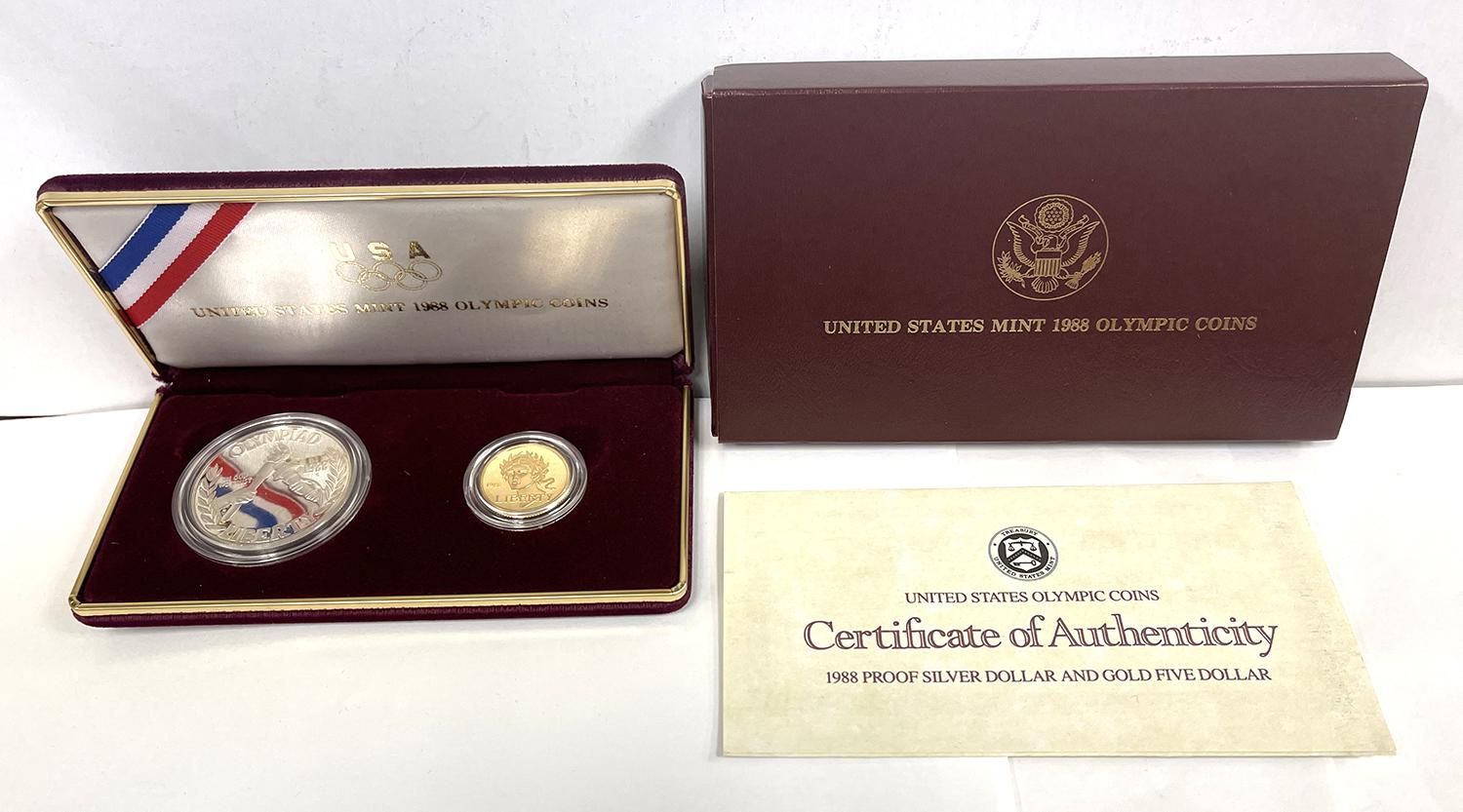 1988 United States Olympic 2 Coin Proof Set with $5 Gold