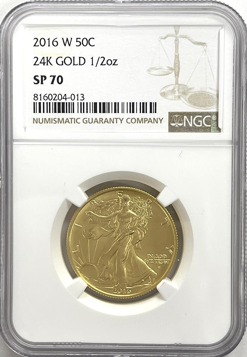 2016-W GOLD Walking Liberty Half Dollar in NGC SP 70