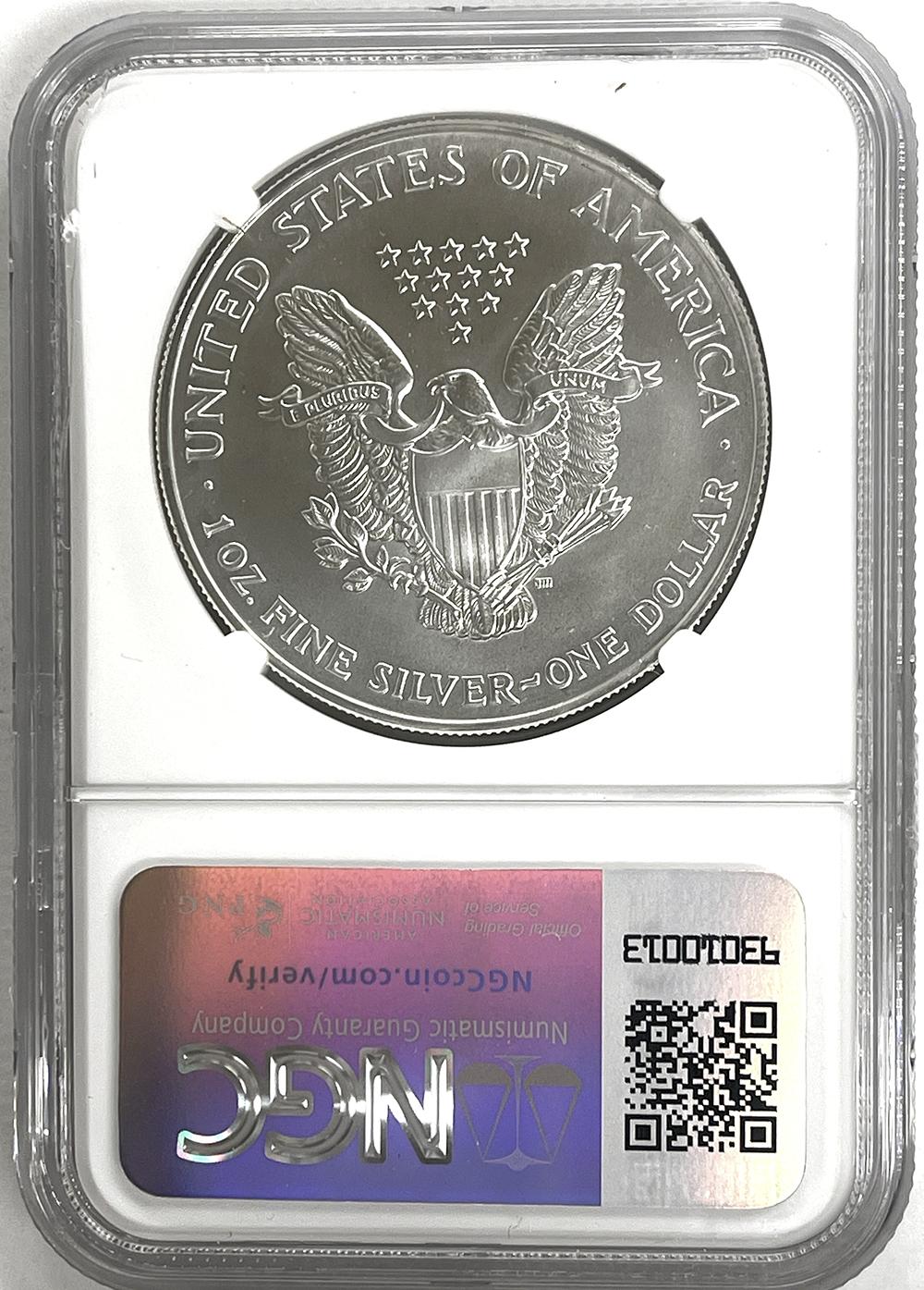 1998 American Silver Eagle Dollar in NGC MS 69